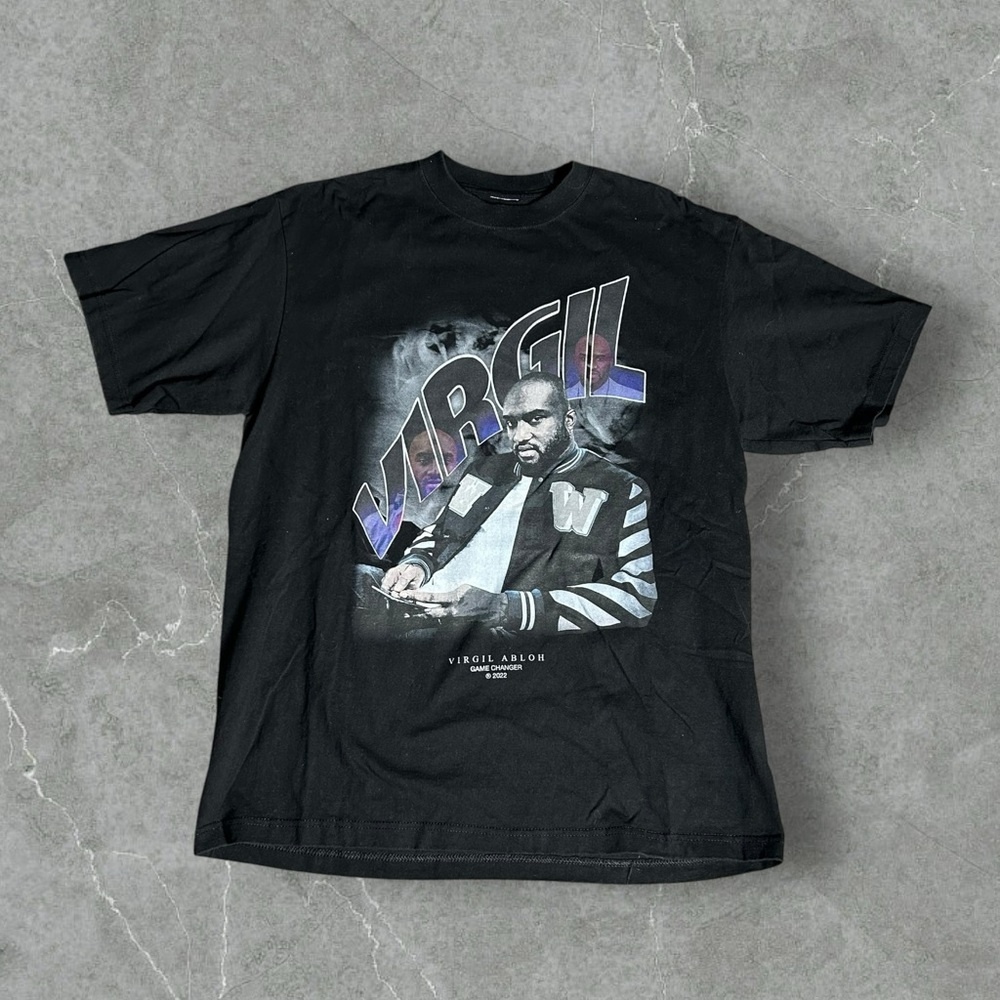 Virgil Abloh Shirr Mens XL Black‎ Game Changer Rap Tee 2022 Off White Streetwear